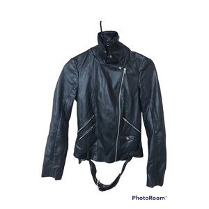 Zara black leather jacket. Used.